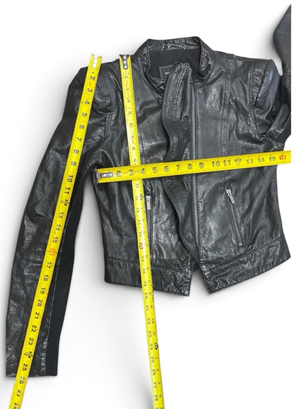 BCBGMaxAzria Soft Leather Biker
Jacket Asymmetrical Collar Cropped Style Size S - Picture 14 of 16